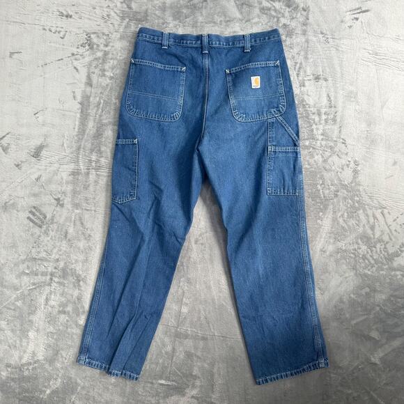 Carhartt Men's Dungaree Fit Straight Jeans 34x30 Blue Denim - Picture 2 of 10